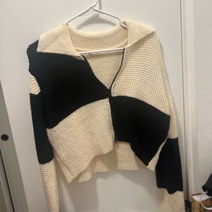 Colorblock Zip Up Sweater